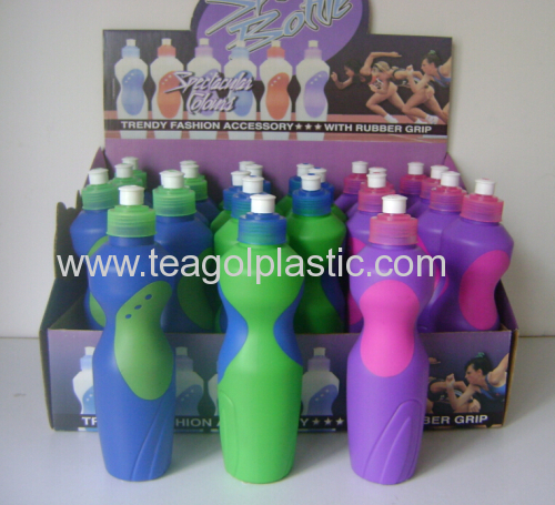 Sport water bottle with rubber grip 700ml plastic in display box packing