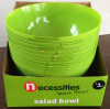 Salad bowl 10&quot; round green 375C plastic in display box packing