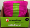 Salad bowl 10&quot; round pink plastic in display box packing