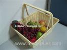 Household Beige Wicker Shopping Baskets With Handles , Fruit Basket