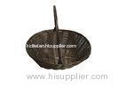 Black Round Small Wicker Baskets With Handles , Moistureproof