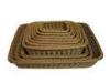 Rectangular Poly Rattan Bread Basket Washable Brown Coffee For Fruit / Vegetable Storage