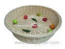 Durable Round Plastic Rattan Bread Basket Recyclable Ivory Yellow For Bread Basket