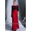 A-line Jewel Red Tulle Black Lace Half Cheap Dresses