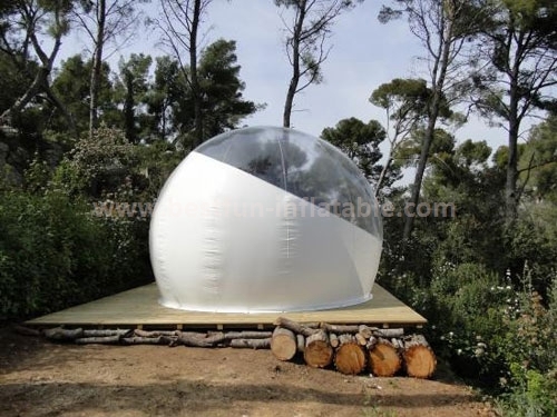 Camping inflatable clear tent with natural material