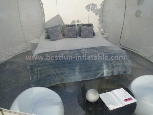 Camping inflatable clear tent with natural material