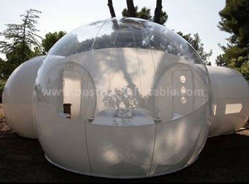Inflatable bubble tent with 2 tunnels