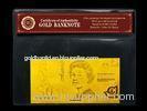 Custom New 5 AUD 24k Plated Gold Banknote COA For Value Collection
