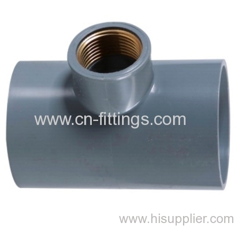upvc female tee with copper thread pipe fitting