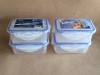 Set of 2 plastic mini clip lock storage containers Rect. 0.25L