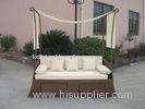 White Roofed Outdoor Rattan Daybed For Balcony / Poolside / Beach