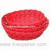 Oval Storage Baskets in Red, Made of Plastic Rattan, Used for Packing and Storage