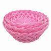 Round Storage Basket in Pink, Made of Plastic Rattan, Used for Packing and Storage