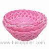 Round Storage Basket in Pink, Made of Plastic Rattan, Used for Packing and Storage