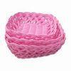 Square Storage Basket in Pink, Made of Plastic Rattan, Used for Packing and Storage