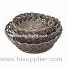 Round Storage Baskets in Coffee, Made of Plastic Rattan, Used for Packing and Storage