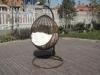 PE Rattan Swing Chair , Balcony / Garden Glider With White Cushion