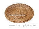 Weaved Round Recycled Rattan Basket Tray / Rattan Serving Tray Display