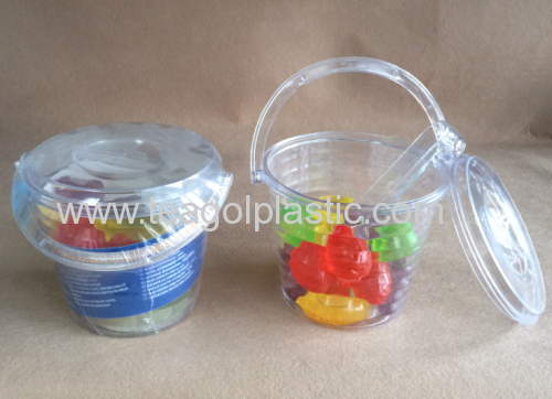 Plastic ice bucket with 16pcs fruit shape ice cubes reusable