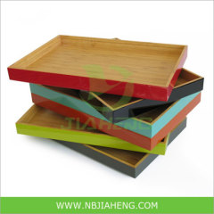 Assorted Colored Bamboo Table Decor Lacquered Bamboo Tray