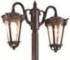 Brown Traditional Outdoor Lighting Double Arms Pole Lamps For Garden Decor