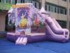 Lovely Inflatable Combo Castle Renting , Princess Jumpy House With Slide