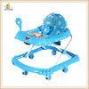 Adjustable Backrest Sit In Rolling Baby Walker Blue Cartoon Elephant Style