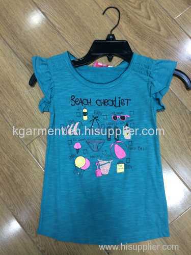 100% cotton girl's knit t-shirt with print in the chest