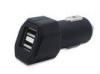 Bluetooth Headset Black Electrical Travel Adapter , 5V 2 Port USB Car Charger