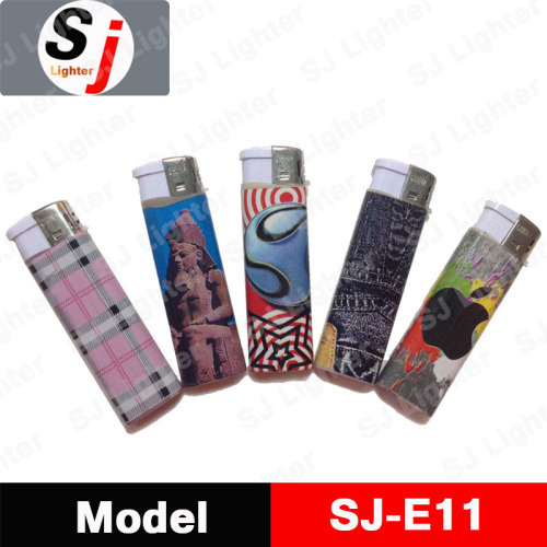 Electronic plastic lighter with PVC wrap