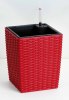 red imitation rattan flower pot with water port