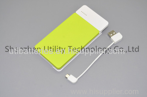portable mobile power 5000mAh with Detachable cable and Dual USB output