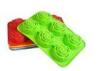 Flexible Silicone Baking Molds With 6 Cavities Rose Cake , Green / Red