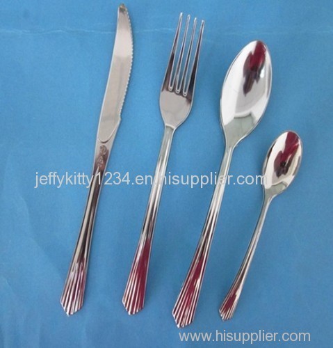 Disposable aluminum plated plastic cutlery