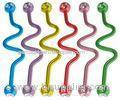 body piercing jewelry Industrail Wave barbell with multi Gems