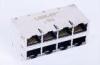 10/100BaseT PoE Stacked RJ45 , Through Hole 2 x 4 Port RJ45 Jack 0810-2H4R-DF-F
