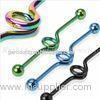 IP Plating Customized Non - Toxic Tongue Ring Piercing Industrial Barbells / Tianium Anodized Screw