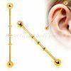 Gold Fashion Unisex Customized Industrial Barbells Jewelry / IP Gold Plating Tongue Barbell Piercing