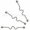 Customized Wavy Ball 14g Screw Tongue Ring Piercing Industrial Barbells / 316L Surgical Steel Wavy I
