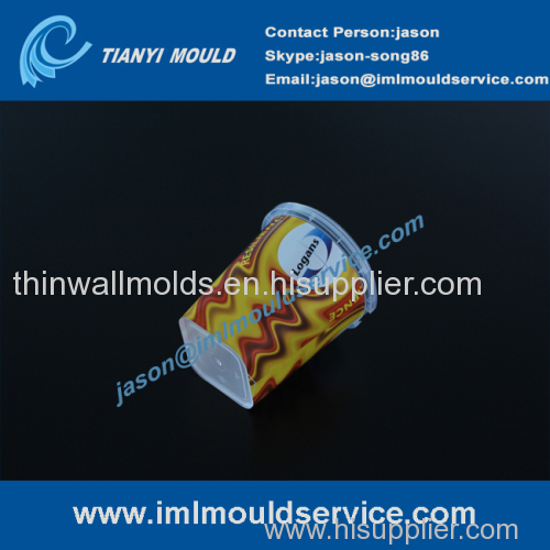 thin wall containers with iml label / plastic box packaging mold with in mould labelling / plastic injection mold