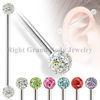 14g Ferido Crystal Bead Industrial Barbells Jewelry With Multi Gem Balls