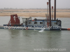 Cutter suction sand dredger working on the river