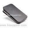 Non - toxic Leather Iphone Protective Cases Cover Book Style grey