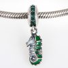 European Sterling Silver Dangle Tropical Seahorse with Emerald Austrian Crystal Charm