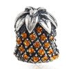 Sterling Silver Sparkling Pineapple Beads with Topaz Austrian Crystal European Style