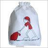 Cute Recycled Cotton Drawstring Pouch / Fabric Drawstring Bags With Customized Silk Screen Printing