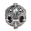 Sterling Silver Fleur de Lis Beads with Clear Austrian Crystal European Style