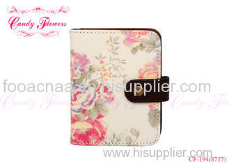 Pink Vintage Waterproof Floral Canvas Bag Credit Card Holders Wallets Eco friendly