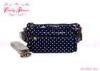 Fashion Small Waist Bag Women Blue White Polka Dot Around the Waist Purse