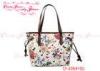 White Cloth floral print tote bag / Ladies Large Handbags Multi function